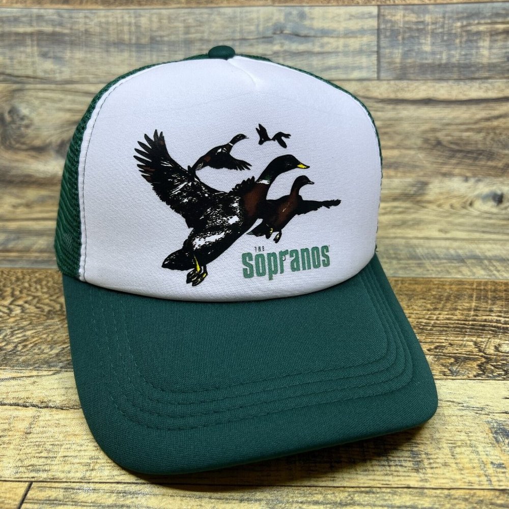The Sopranos Mens Trucker Hat Green Snapback Tony Ducks Mafia Mob Baseball Cap